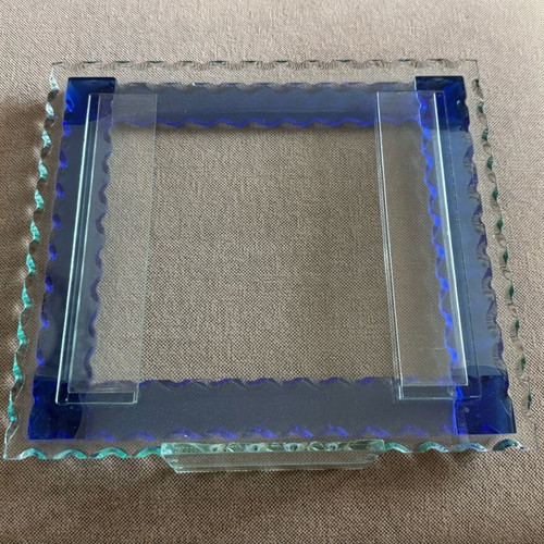 Glass frame with blue Amvolis details like new