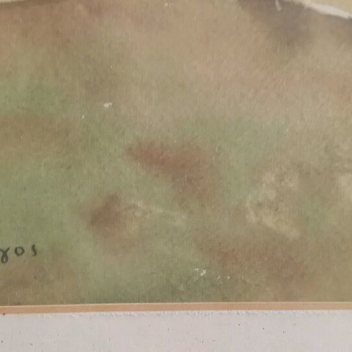 Υδατογραφία Γ. Συρίγος σε άριστη κατάσταση με τζάμι