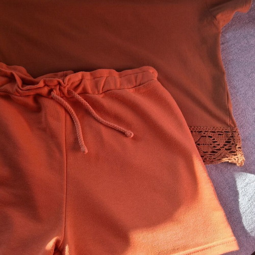 Zara girls' set used, brown and orange blouse with shorts
