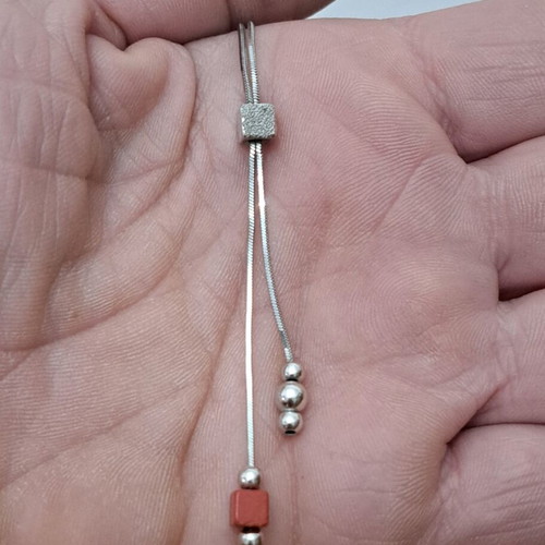 Silver Necklace 925 with Coral Stone like new