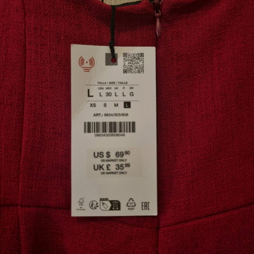 Zara red mini dress new, size Large