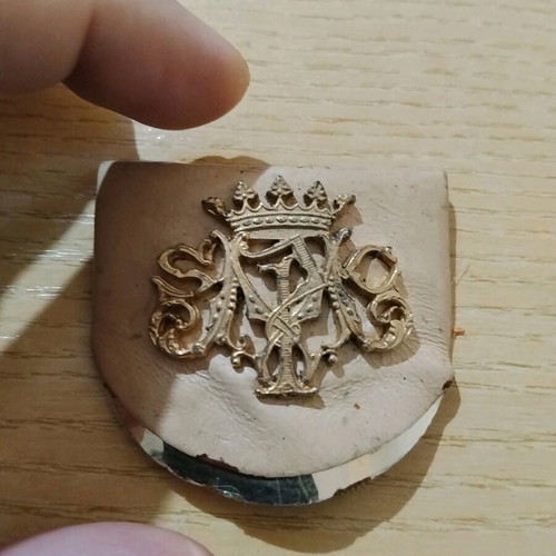 Sacred Heart of Mary emblem used, French, metal
