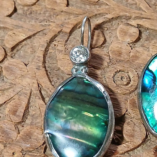 Earrings used, 950 silver with natural abalone shell
