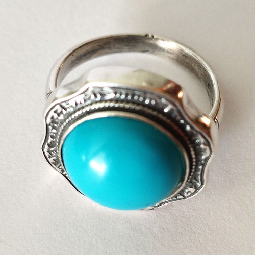 925 Silver Byzantine Style Handmade Turquoise Ring New