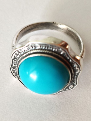 925 Silver Byzantine Style Handmade Turquoise Ring New