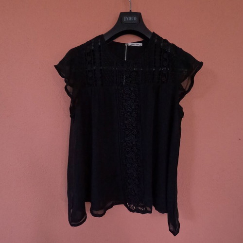 Women’s black mesh blouse like new, zipper back, size L/XL