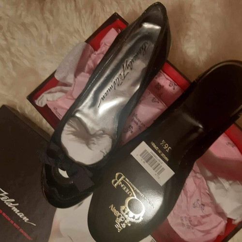 Beverly Feldman ballerinas new, black velvet with patent details, size 36.5
