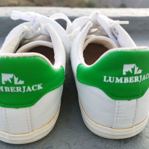 Lumberjack women's athletic shoes used, white with green detail, size 38
