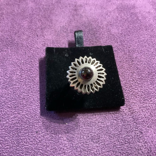 Silver ring with granite stone used with intricate design