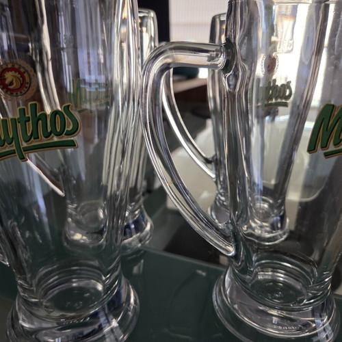 Mythos Beer Pint Glasses set of 4, new, 0.5L