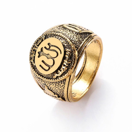 Men's ring with embossed Islamic symbols like new, vintage style