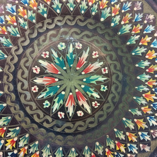 Metal Hanging Folk Art Tray used, 24 cm diameter