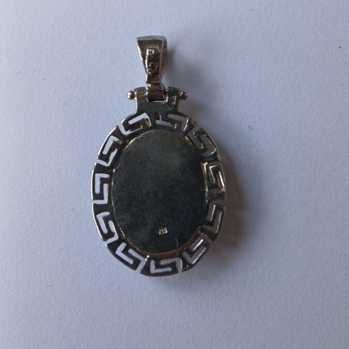 Silver pendant 925 with blue opal and meander used