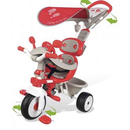Children's tricycle used with sun canopy and safety handle