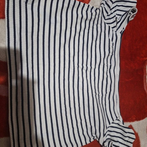 Women's top used, white and blue, one size