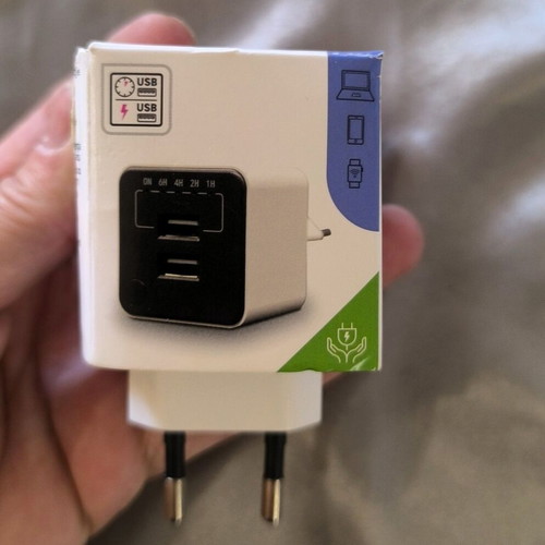 Charger 2 USB with Timer new and unused, black, wall type