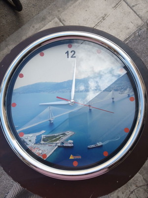 Wall clock Rio Antirrio bridge used, 32 cm diameter