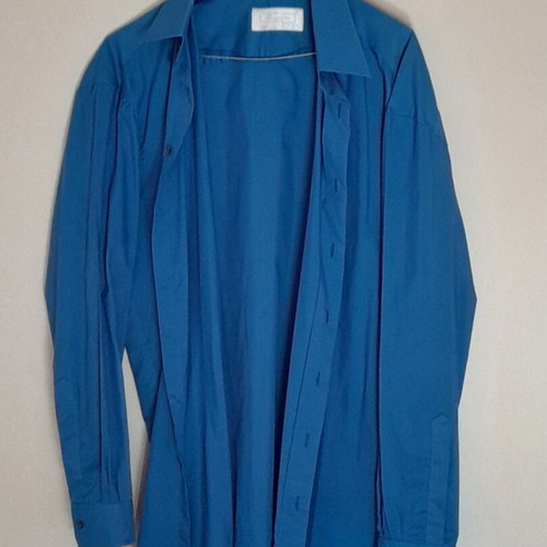 Two men's dress shirts size L, handmade blue, multicolour