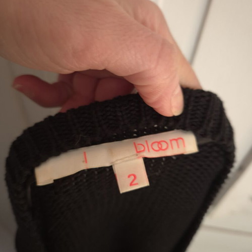 Knitted Bloom jacket like new, leather-look sleeves, black