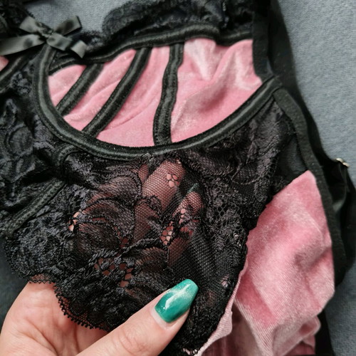 Bralette black pink velvet lace new size S 70-75-80 A-B