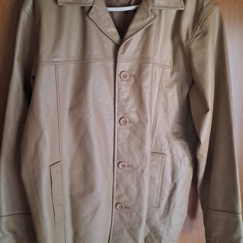 Leather jacket beige caramel XXL used, Leder brand