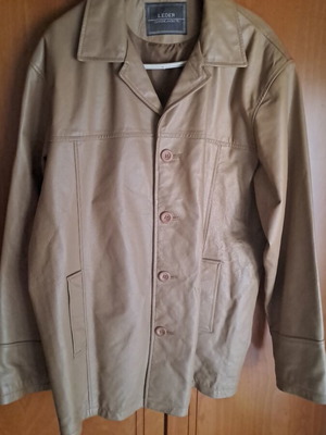 Leather jacket beige caramel XXL used, Leder brand