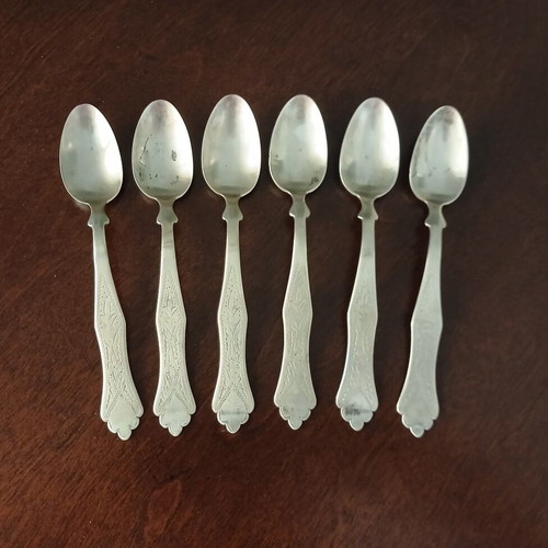 Silver Antique Teaspoons with Tughra Set of 6 Like New