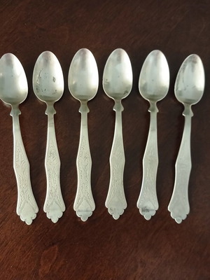 Silver Antique Teaspoons with Tughra Set of 6 Like New