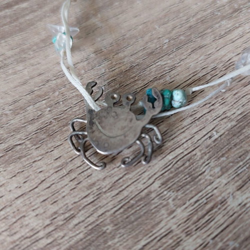 Anklet with silver 925 elements like new, handmade with turquoise stones