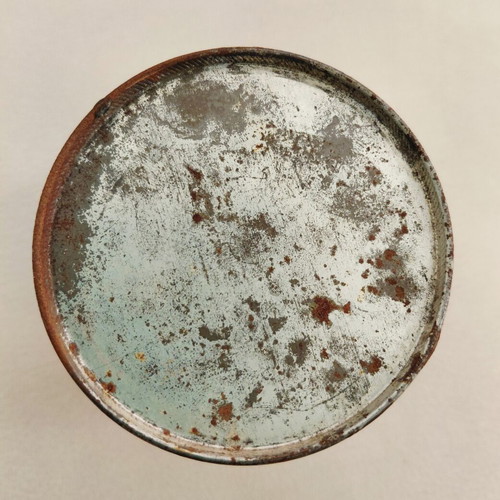 Iris vintage metal paint tin, 1960s