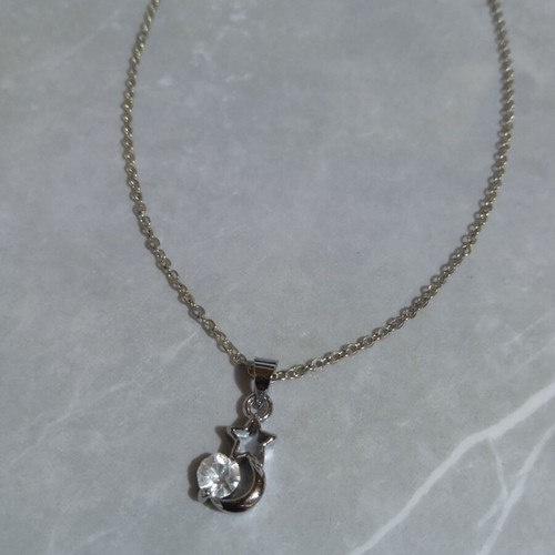 Necklace with star and moon in silver, like new