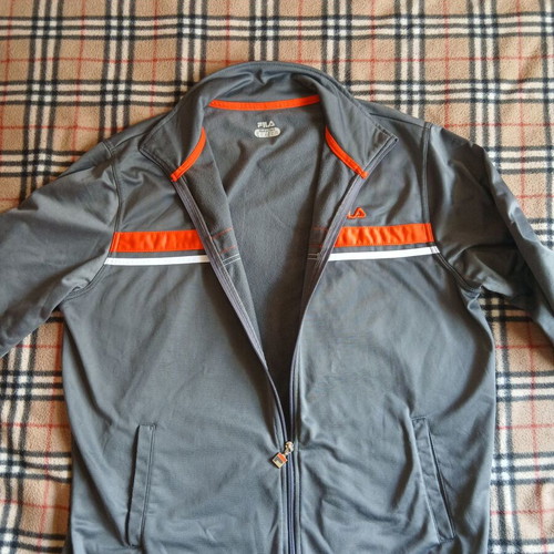 Fila men's track jacket like new, gray with orange details, XL