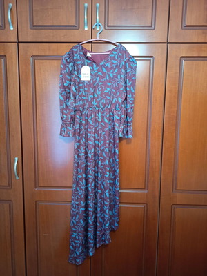 Polin et Moi maxi φόρεμα, μέγεθος L, μπορντό με floral μοτίβο
