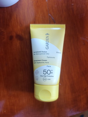 Garden Sunscreen Face Cream 50+ SPF 25ml with Hyaluronic Acid and Pomegranate Scent