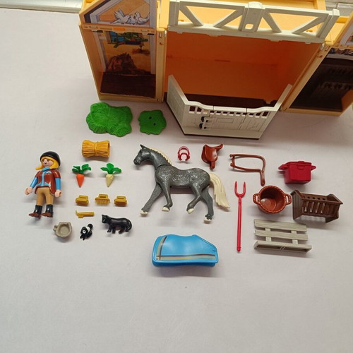 Playmobil Country Stable Carry Case 5418 84 Pc Horse Barn Set used