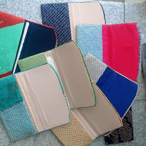 Fabric wallet cases used, all together