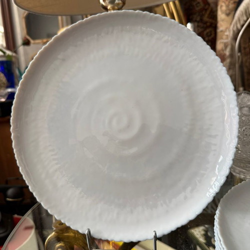 Dinner plates set of 6, opaline blue swirl design, 25.5cm
