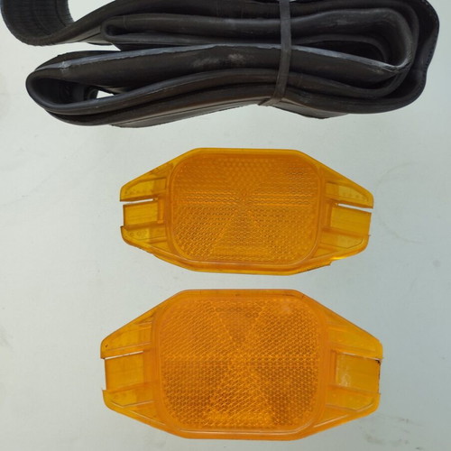 Bicycle accessory set used with lock, light, bell, reflectors, and inner tube