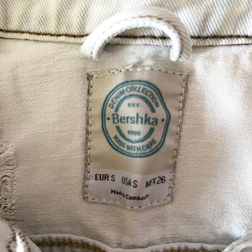 Bershka sleeveless denim jacket used, light blue-white, size S