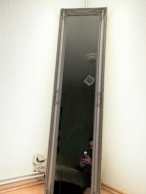 Floor mirror with wooden frame and LED lighting like new