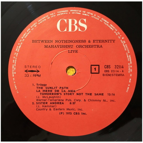 Mahavishnu Orchestra Live Between Nothingness & Eternity vinyl LP used
