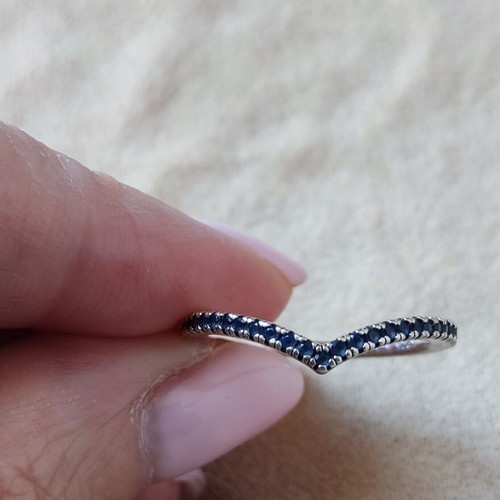 Pandora S925 ALE ring made of 925 silver with blue zircon