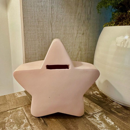 Vintage pink star-shaped piggy bank new