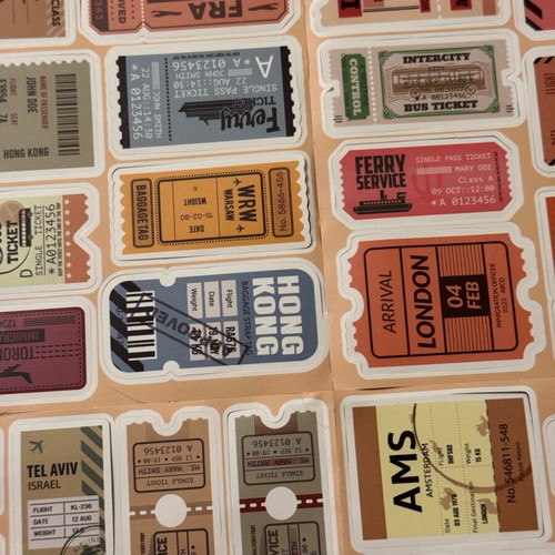Travel stickers like new, pack of 60 pieces