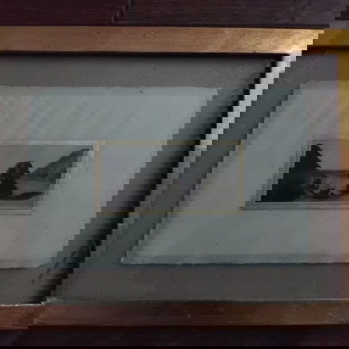 Αντίκα φωτογραφία της Σφίγγας ανάμεσα στις Πυραμίδες μεταχειρισμένη με χρυσή κορνίζα