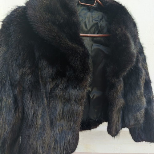 Authentic short fur bolero like new, dark brown and black