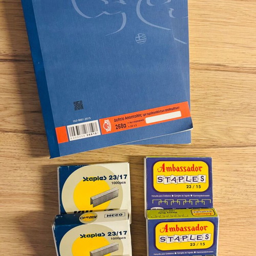 Office supply pack with dividers, delivery notes, clips & staples, new