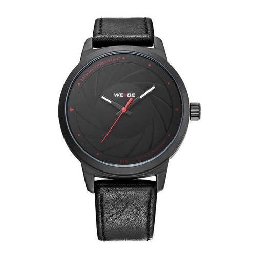 Weide men's watch like new, waterproof, black leather strap