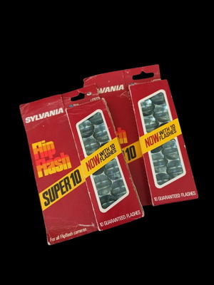 Φλας Flip flash GTE Sylvania σαν καινούργιο, 2 κουτιά των 10 για vintage μηχανές