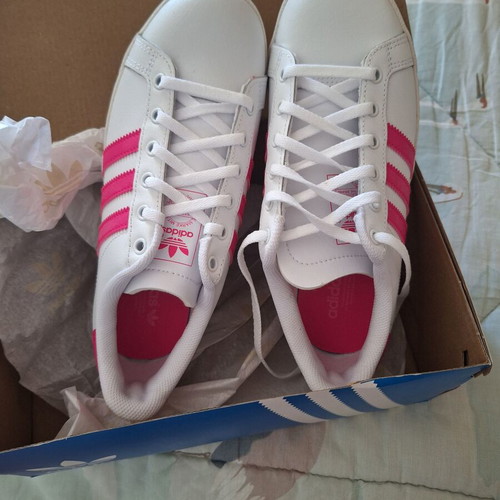 Adidas athletic shoes new, white and pink, size 37